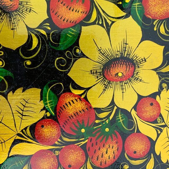 Wooden cutting board Russian long-handled spoon folk style painting Khokhloma - Picture 11 of 13